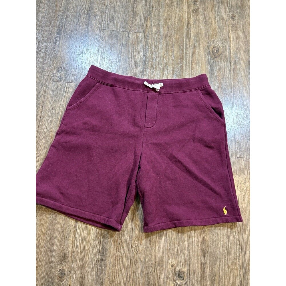 Polo Ralph Lauren Mens Burgundy Red Fleece Sweat Shorts Red Pony Logo 8" Size XL